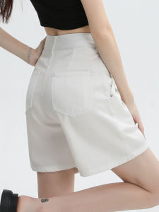 QIAOMIDUO | Summer Thin Lyocell Denim Shorts Womens Small Size Large Dose A-Line Meat Covering White Pants High Waist Short Length Wide Leg