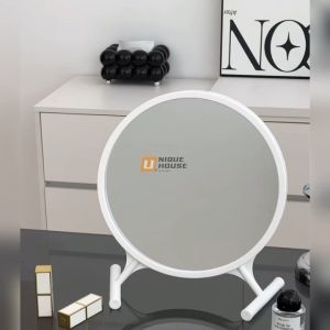 Vanity Mirror Makeup Mirror With LED Light Face Mirror Cermin Solek Bulat Desktop 3 Color Light Mirror Round Mirror Cermin Muka