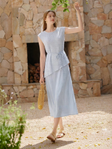 XIANGYING | French Style Lace Knitted Set Blue