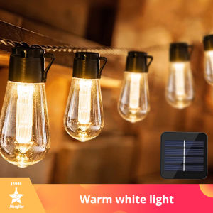 LED solar string lights IP65 waterproof outdoor Christmas decoration bulbs retro holiday wreath garden furniture fairy lights