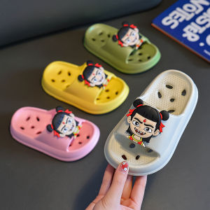 Narwhal Childrens Indoor Slippers Anti-Slip Hollow out Drain Water Soft Bottom Baby Cool Slippers Cartoon Style EVA Material
