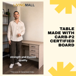 Living Mall Derek Study Computer Office Table Carb-P2 Certified with Drawer w/ Lock in 4 Colours