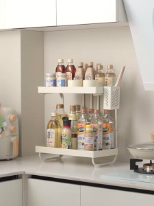 ชั้นวางเครื่องปรุง 2/3 ชั้น ชั้นวางของในครัว สำหรับวางของในครัว ที่วางแก้วน้ำ