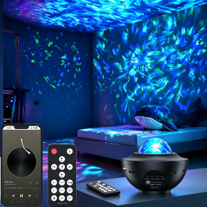 Đèn Ngủ Máy Chiếu Sóng Biển LED Với Thiết Kế Bầu Trời Đầy Sao Xoay Tự Động Máy Nghe Nhạc Bluetooth Điều Khiển Từ Xa Để Trang Trí Phòng