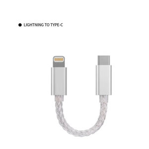 HIFI OCC silver-plated USB C Type-C to C Lighting headphone adapter cable for audio dac Android mobile phone Decoding Amp