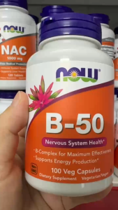 NOW B-50 Vitamin B Complex Bổ Sung Vitamin Nhóm B Hỗ Trợ Chuyển Hóa Năng Lượng và Hệ Thần Kinh