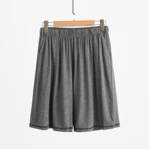 Mens Modal Shorts Summer Thin Home Wide Leg Pants Casual Loose Fit Pure Color Comfortable Home Clothes Short Length