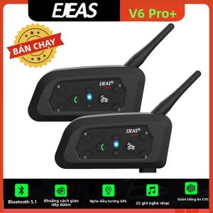 EJEAS V6 PRO Xe Máy Liên Lạc Nội Bộ Tai Nghe Với 1200M BT Interphone Giao Tiếp Dành Cho 6 Người Đi Chống Thấm Nước