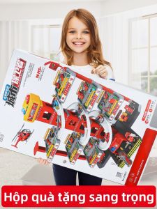 Hui Cheng Toys | Educational Fire Truck and Construction Vehicle Playset for Boys 3-4 Years
