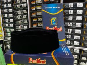 Juragan 47 - Songkok kopyah Peci Hitam PRESIDENT 100% Super Premium AC dan Susun T9 T10 T11