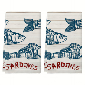 2-Pack Sardine Kitchen Towels Dish Towels Hand Towels Kitchen Decorative Towels Neighbor Gifts Sweet Housewarming Gifts for Friends Mom Gifts Friend Birthday Gifts