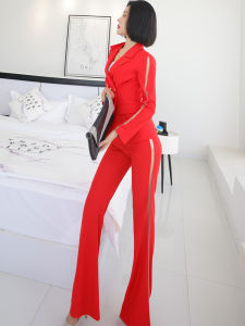 MUBEELE | ชุดทำงานสีแดง ชุดสูทกระบอกยาว แฟชั่นฤดูร้อน 2025 ชุดกระโปรงทรงเอ ชุดทำงานสไตล์เกาหลี ชุดทำงานสตรีทสไตล์