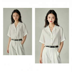 YAKEJIA | Premium Loose Short Sleeve Cuban Collar Womens Summer Shirt