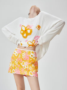 XIAODADEHUA | Vintage Printed Long Sleeve Casual Top