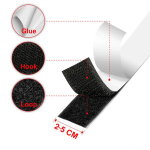 Black Velcro Tape with Adhesive Backing 2-5cm Heavy Duty Sticky Hook And Loop Fastener for Home Decor DIY Crafts Car Organizer