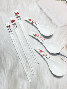 Premium Ceramic Chopsticks Set Cute Fruit Cartoon Design Couple Lovely Gift High Aesthetic Value Student Daily Use Dining Utensils