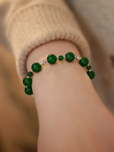 Elegant Simple New Chinese Style Green Agate Bracelet High End Feeling Small Audience Jade Bracelet Women Cécelian Design