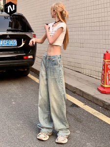 Quần Jeans Ống Rộng Cạp Cao Phong Cách Mỹ Quần Jeans Nữ Thu Đông 2025 Quần Ống Thẳng Ôm Dáng Quần Jeans Denim