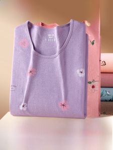 Womens Pure Cotton Thin Warm Underwear Long Sleeve Long Pants Base Layer Clothing Winter Thermal Suit Comfortable Breathable