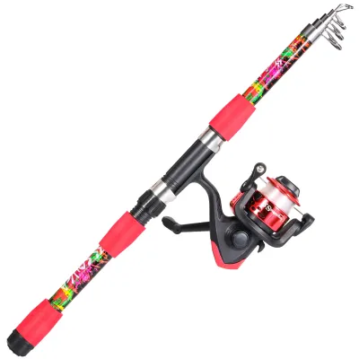 Sougayilang Spinning Fishing Pole Set Full Kit With 1.8M Telescopic Glass Fiber Fishing Rod And 5.2:1 Reel Travel Set Pesca