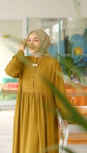 Tulus Signature Meta Dress LD 120 Gamis Wanita Muslim Jumbo Maxi Bahan Crinkle Airflow Premium Motif Polos Busui Friendly