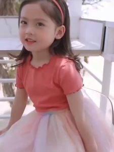 Kids High Quality Cotton T-Shirts Ice Silk Top Casual Blouse Perfect Fit for Kids Girls 1-8 Years Old