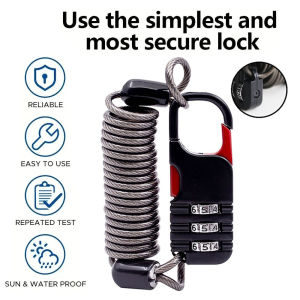 3 Digit Combination Padlock with Retractable Cable Anti-Theft Safety Password Lock for Suitcase Luggage Cabinet Backpack Lock