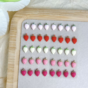 30 CHIẾC Dễ Thương Dâu Tây Móng Tay Nghệ Thuật Quyến Rũ Nhựa Acrylic Trang Trí Nhiều Màu Sắc DIY Kẹp Tóc Móng Tay Hàng Thủ Công