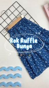 BOBOHO - ROK PANJANG ANAK PEREMPUAN LOKAL / ROK REMPEL SUSUN MOTIF DENIM FLORAL ANAK PEREMPUAN GAYA FEMINIM