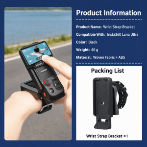 Adjustable Wrist Strap for Insta360 Luna Ultra Camera Screen Controller Mount for Hands-Free Monitoring/Recording