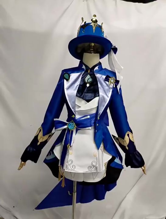 Game Genshin Impact Furina Focalors Cosplay Costume Uniform Wig Halloween Christmas birthday Party Suit Water God