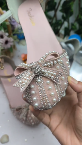 27-37 Kids Girls Heels Princess Sandal for Kasut Ribbon Manik Budak Perempuan Korean Style Wedding HK130