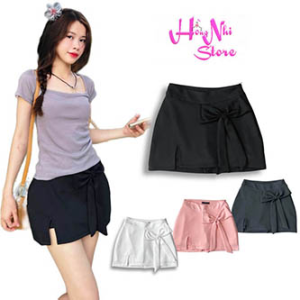 Chân Váy Chữ A Xẻ Đùi Đính Nơ Phong Cách Y2K Có Quần Trong Chất Thun Co Giãn Thoải Mái - MM Hồng Nhi Stores