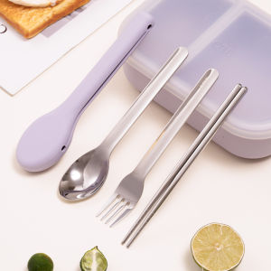 Bộ Đồ Ăn Mang Theo Bằng Thép Không Gỉ OTB 316 Bộ Đồ Ăn Gấp Gọn Cho Người Đi Làm Bộ Đồ Ăn Bằng Gỗ Và Thép Không Gỉ