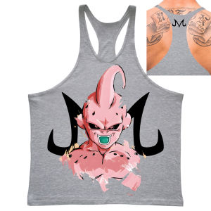 Dragon Ball Z Majin Buu Fashion Printed Mens Sports Fitness Y-shaped Vest Gym Loose Breathable Top Outdoor Basketball Sweatshirt
