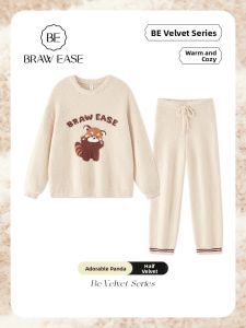 BE | Half Fleece Thickened Coralfleece Womens Pajamas
