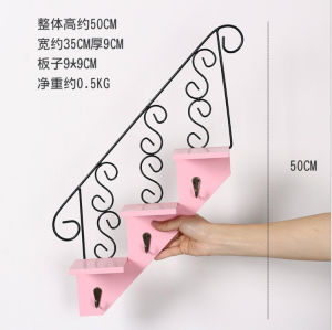 European Style Wall Mounted Iron Art Staircase Living Room Flower Rack Display Shelf Creative Wall Mounted Plant Holder Decorative Accessories