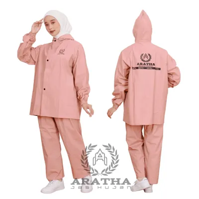 Jas Hujan Setelan Pria Wanita Anti Rembes Bahan PVC 025mm Elastis dan Tebal