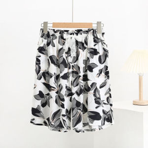 Lightweight Wide Leg Cotton Silk Sleepwear Pants Womens Summer Thin Artificial Cotton Shorts Loose Home Pants plus Size
