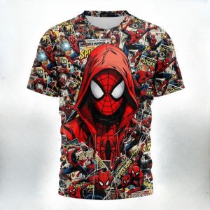 Hasbro | Mens Marvel Superhero Spider-Man 3D T-shirt for casual summer use quick-drying breathable and comfortable short sleeve