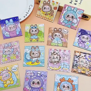 Cartoon Pattern Small Labubu Puzzle Paper Puzzle Childrens Toy Small Gift Early Learning Education Toy