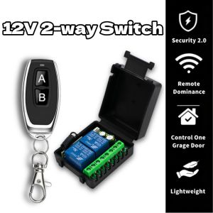 2-Channel 433MHz RF Wireless Remote Control Switch DC 12V Relay Receiver Module Suitable Garage Door Transmitter