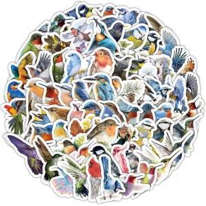 100PCS Animal Watercolor Bird Graffiti Waterproof Stickers Skateboard Book Guitar Laptop Suitcase DIY Sticker Pack Gifts
