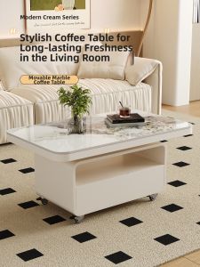 YiYou | Luxury Modern Small Space Suitable Pure White Porcelain Stoneware Coffee Table