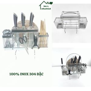 Kệ để dao thớt đũa muỗng thìa đa năng Inox 304 PHÁT ĐẠT không rỉ sét đồ vắt dao thớt ống đũa inox (SP152)