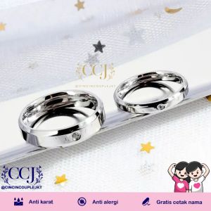[GRATIS CETAK NAMA] Cincin Couple Titanium Anti Karat R01 | Cincin Pasangan | Cincin Hadiah | Cincin Lamaran | Cincin Tunangan | Aksesoris Pria Wanita