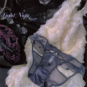 สไตล์ฝรั่งเศส เซ็กซี่ ลูกไม้ กางเกงใน ระบายอากาศได้ดี ต่ํา เอว ตัดออก งานปัก ดูผ่านสามเหลี่ยมไนลอน กางเกง สําหรับหญิงสาว