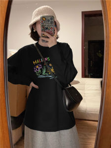 Pure Cotton Long Sleeve American Retro High Street Womens T-shirt 2025 New Design Versatile Basic Crew Neck Top