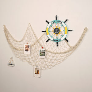 Modern Style Mediterranean Fishing Net Photo Wall Decorations Living Room Hanging Grid Hemp Rope Wall Mounted Picture Frame