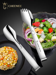 High-End Thickened 304 Meal Serving Fork Public Spoon Buffet Multi-Function Pasta Serving Clip Food Tongs Kitchen Utensils